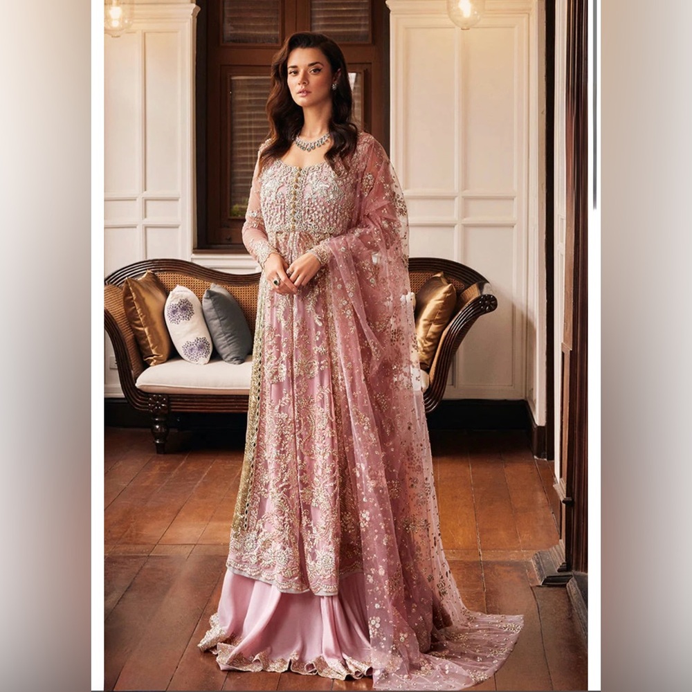 Elegant Pink Embellished Women's Dress with Sheer Dupatta